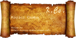 Kozicz Csaba névjegykártya