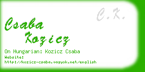 csaba kozicz business card